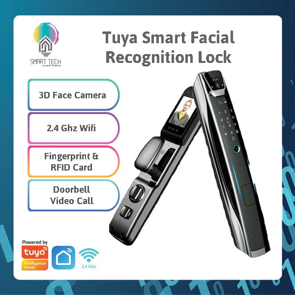 SMART TECH® Tuya Smart Wifi Face Recognition Smart Door Lock With Camera