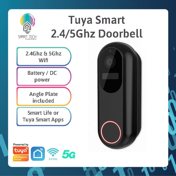 SMART TECH® Tuya Wifi Smart Video Doorbell Door Viewer 1080HD Wide-angle 2-Way communication