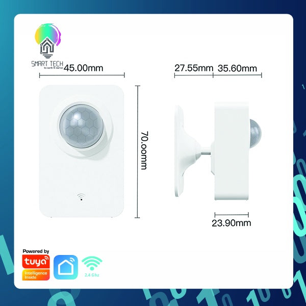 SMART TECH® Tuya smart life indoor security wireless wifi wall mount infrared PIR motion alarm sensor detector