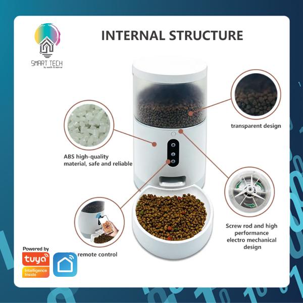 (local stock) Smart Tech Tuya Smart Pet Feeder 4L  | Dog & Cat Automatic Pet Feeder | |1YRWARRANTY | AC or Battery | Two Way Audio | Smart Schedule