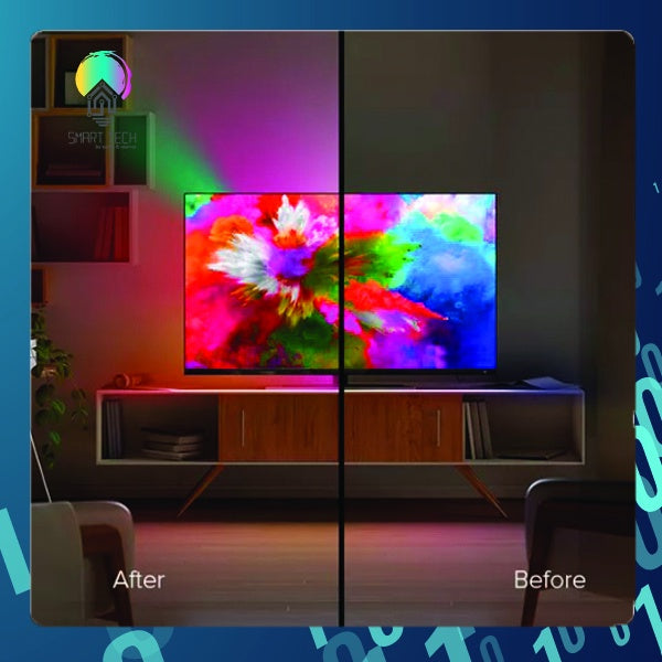 SMART TECH®  Tuya / Smartlife Ambient LED Strip Light Sync Box Support 4K/HDR/GAME/TV BOX/Alexa Google Smart Voice Cont