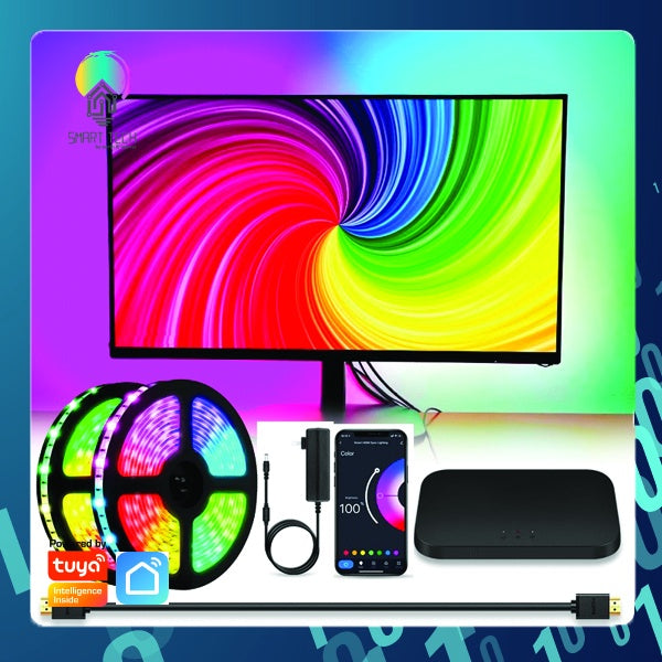 SMART TECH®  Tuya / Smartlife Ambient LED Strip Light Sync Box Support 4K/HDR/GAME/TV BOX/Alexa Google Smart Voice Cont