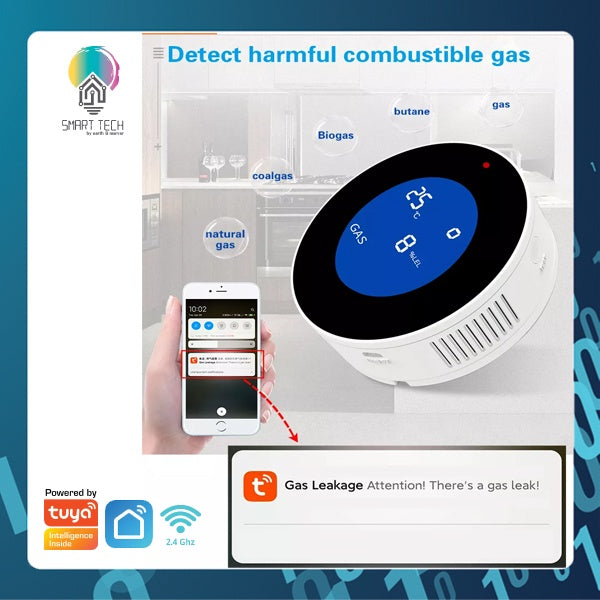 SMART TECH® Tuya Smartlife WiFi Natural Gas Leak Detector Detection Alarm Carbon Monoxide & Explosive Gas Detector USB
