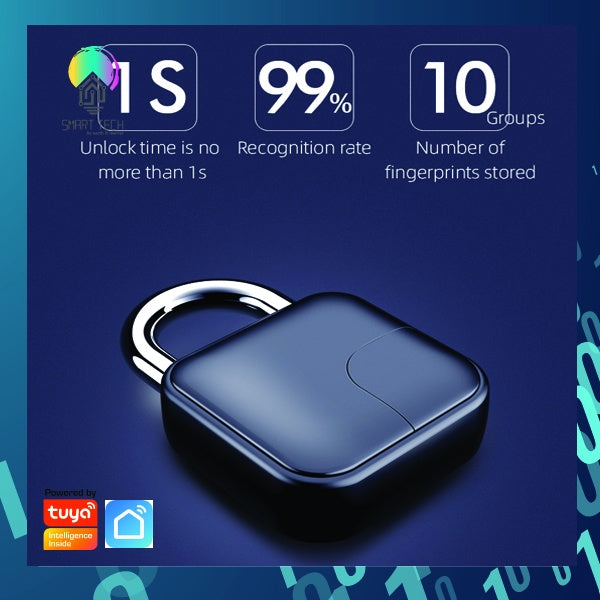 SMART TECH® Tuya / Smart life Bluetooth Waterproof smart Fingerprint padlock locker for door padlock bike lock