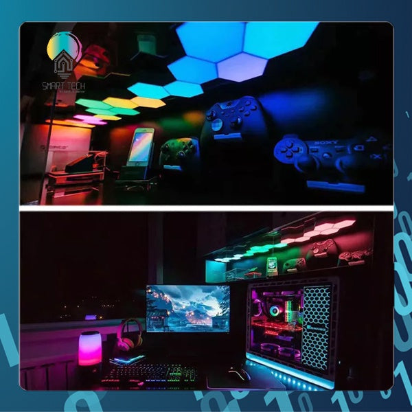 SMART TECH® Tuya Smart 6 pieces RGB Touch Sensitive Hexagon Modular Touch night Light Wall Led Honeycomb Touch Quantum
