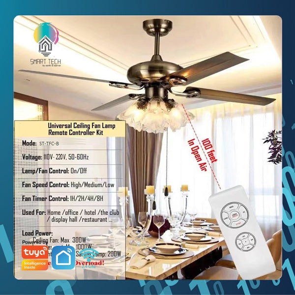 SMART TECH®  WIFI Smart Ceiling Fan Controller Light smartlife Speed Remote Control Switch Work With Alexa Google Home