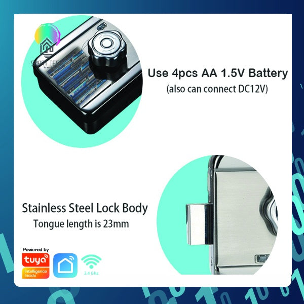 SMART TECH®  Biometric Tuya Smart Door Lock Aluminium Alloy WiFi Wireless Fingerprint Password RFID Card Key App Unlock Digital Locks