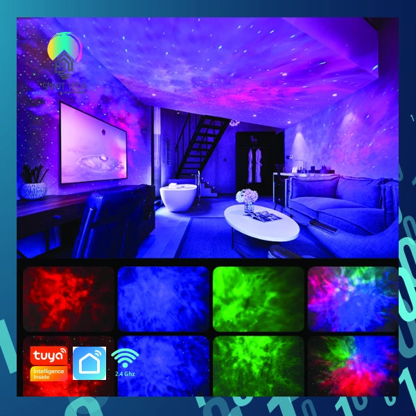 SMART TECH® Tuya Smart Wifi Galaxy Projector Aurora Starry Galaxies / Star Night Lights