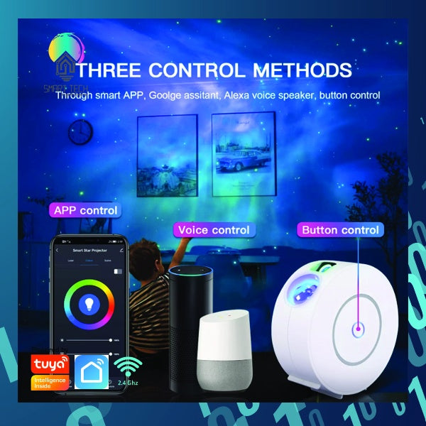 SMART TECH® Tuya Smart Wifi Galaxy Projector Aurora Starry Galaxies / Star Night Lights