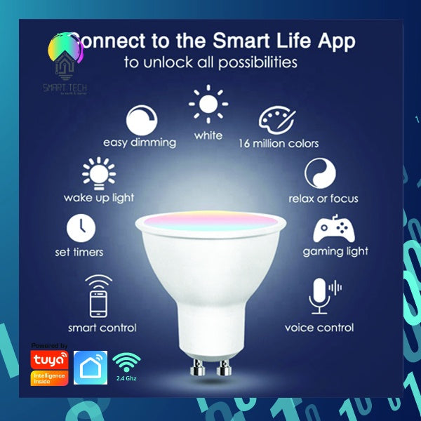SMART TECH® Wifi Smart GU10 5W Light Bulb Spotlight Light Lamp RGBWC LED Bulb Google Home Tuya  Smart Life RGB Coolwhite Warmwhite