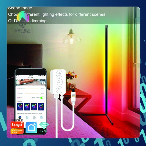 SMART TECH® USB Smart Wifi Tuya Standing Corner Lamp RGB white / Tuya Smart Life / Google Alexa / Voice Control