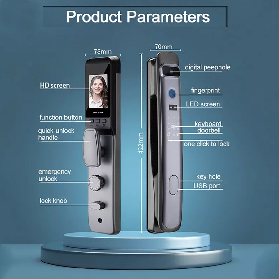 SMART TECH®  Tuya WIFI Biometric Smart Door Lock with door viewer