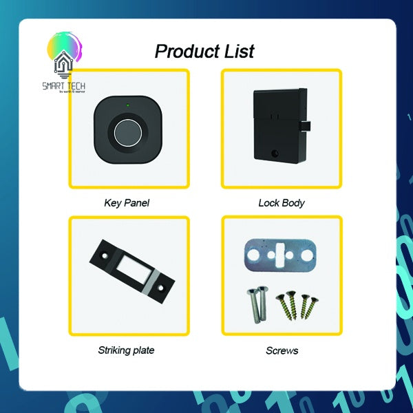 SMART TECH®  Tuya / Smart life Smart Fingerprint Bluetooth smart cabinet drawer lock tuya