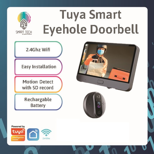 SMART TECH® Tuya Smart Digital Peephole door viewer camera Doorbell 1080P video call