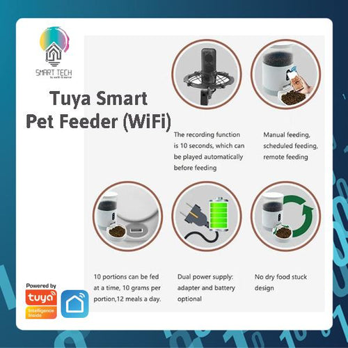 (local stock) Smart Tech Tuya Smart Pet Feeder 4L  | Dog & Cat Automatic Pet Feeder | |1YRWARRANTY | AC or Battery | Two Way Audio | Smart Schedule