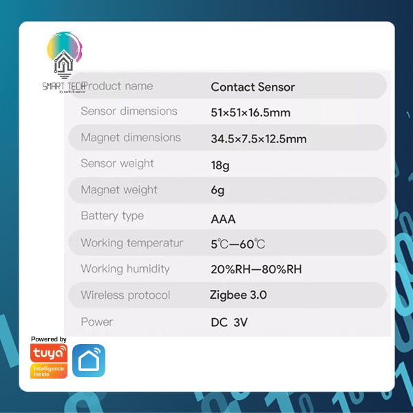 SMART TECH® Tuya Smart Zigbee Contact Sensor with Scene Button Smart Life door sensor drawer window contact magnet wit
