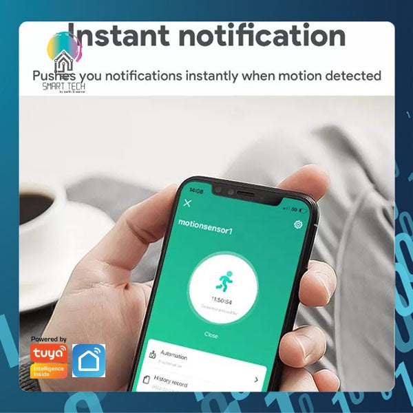 SMART TECH® Tuya ZigBee Smart PIR Passive Infra with Single Scene Button Human movement detector motion sensor Smartli