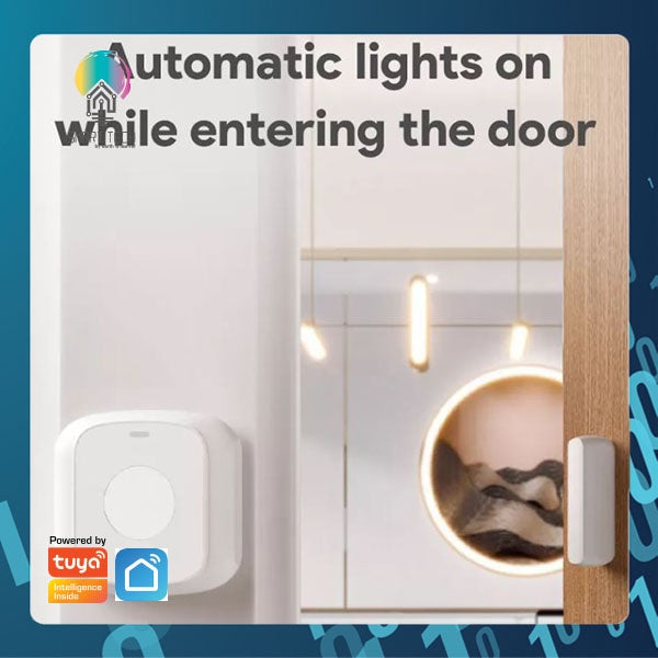 SMART TECH® Tuya Smart Zigbee Contact Sensor with Scene Button Smart Life door sensor drawer window contact magnet wit