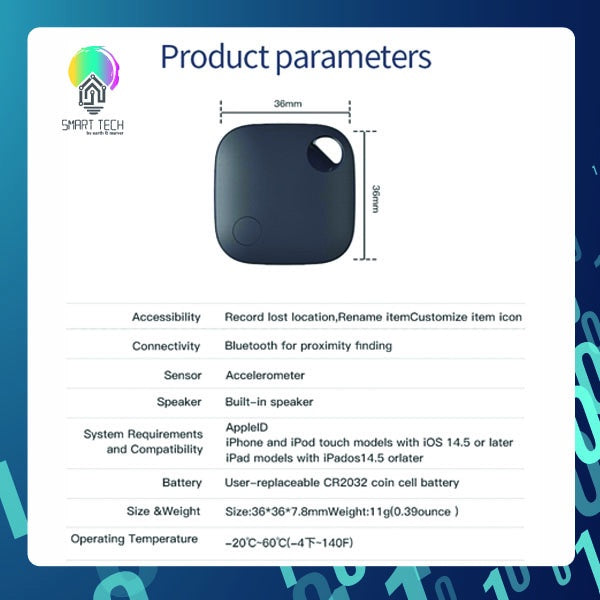 SMART TECH® iTag Smart Finder Anti-lost Alarm Tag / Wireless Tracker / Wallet Air tagger Find My