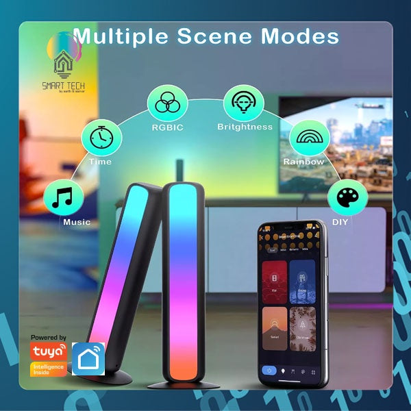 SMART TECH® Tuya Wifi Ambient Light Bar Set For standing Table Lamp LED Panel RGB CCT Music App Control Tuy