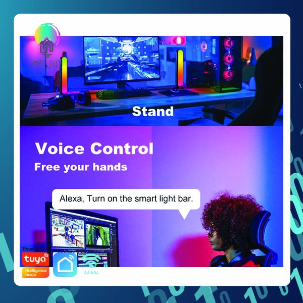 SMART TECH® Tuya Wifi Ambient Light Bar Set For standing Table Lamp LED Panel RGB CCT Music App Control Tuy