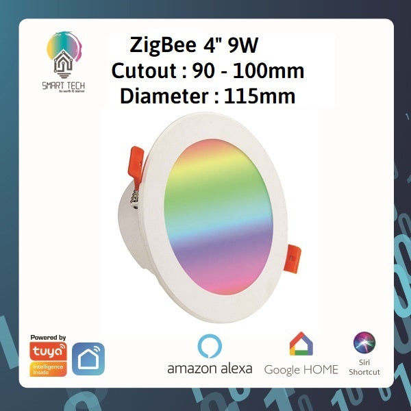 SMART TECH® Tuya Wifi / Zigbee RGBCW LED Smart Downlight Dimmable - RGB Warm white and Cool White