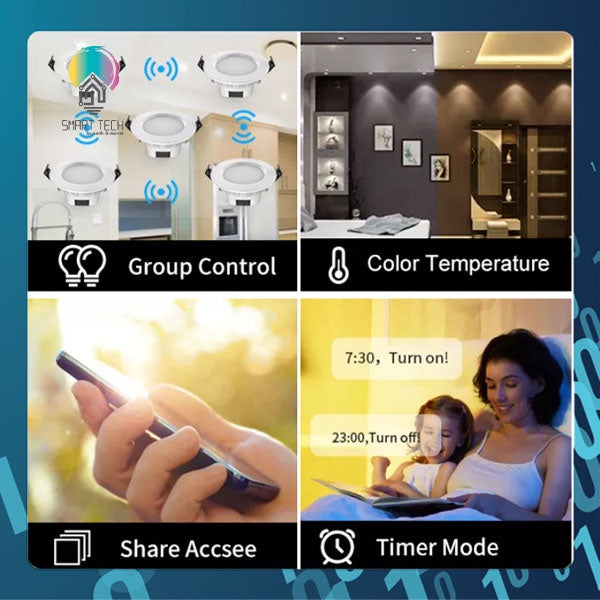 SMART TECH® Tuya Wifi / Zigbee RGBCW LED Smart Downlight Dimmable - RGB Warm white and Cool White