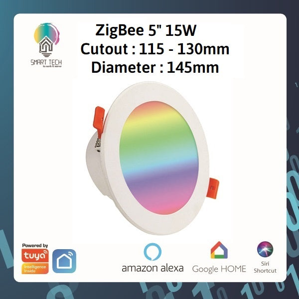 SMART TECH® Tuya Wifi / Zigbee RGBCW LED Smart Downlight Dimmable - RGB Warm white and Cool White