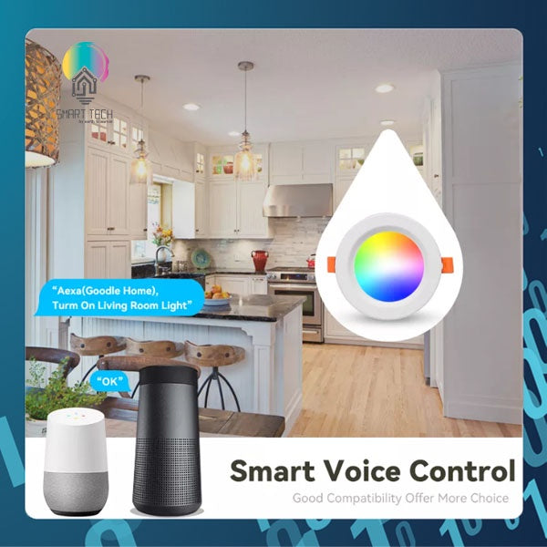 SMART TECH® Tuya Wifi / Zigbee RGBCW LED Smart Downlight Dimmable - RGB Warm white and Cool White