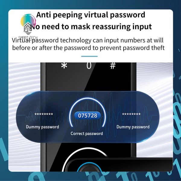SMART TECH® Tuya Smart Wifi Digital Door Lock Biometric Fingerprint Password Card Key with inner screen
