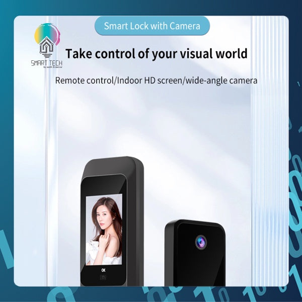 SMART TECH® Tuya Smart Wifi Digital Door Lock Biometric Fingerprint Password Card Key with inner screen