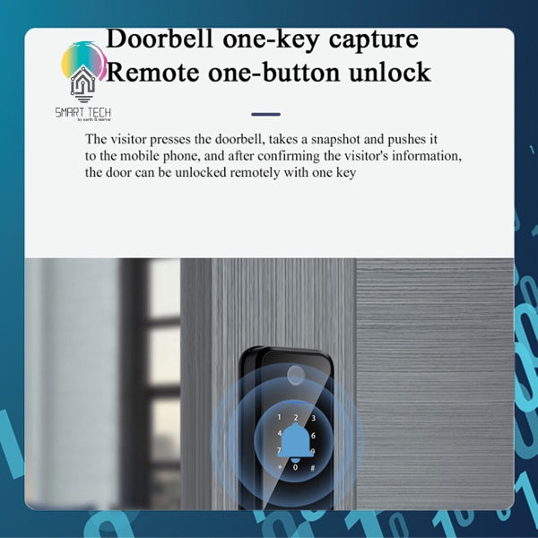 🇸🇬 SMART TECH® Tuya Cat's Eye Wifi Smart Lock SmartLife Camera Digital Door Lock IOS Android card PIN Key