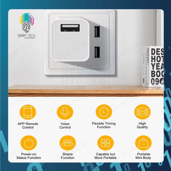 🇸🇬 SMART TECH®  Tuya Smart USB Adaptor Switch 5V WiFi Mini USB Adaptor Works with Alexa Hey Google for Home Automation