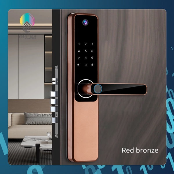 SMART TECH® Tuya Smart Wifi Digital Door Lock Biometric Fingerprint Password Card Key with inner screen