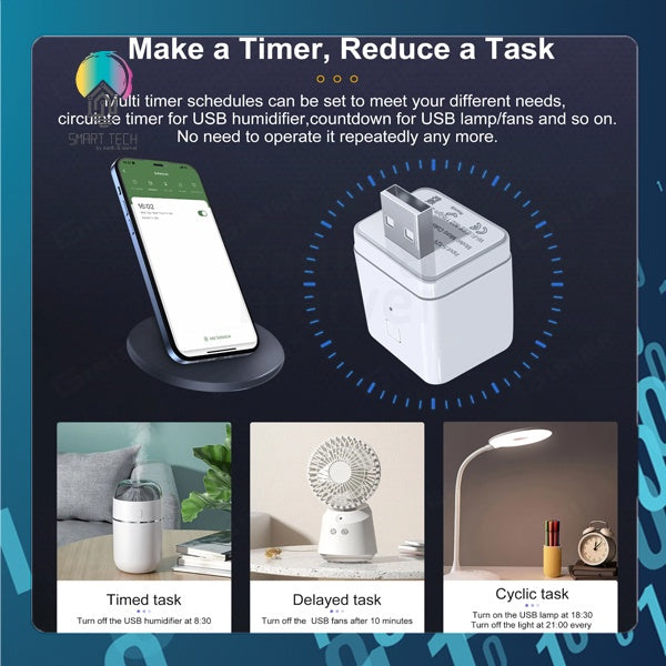🇸🇬 SMART TECH®  Tuya Smart USB Adaptor Switch 5V WiFi Mini USB Adaptor Works with Alexa Hey Google for Home Automation