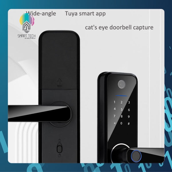 🇸🇬 SMART TECH® Tuya Cat's Eye Wifi Smart Lock SmartLife Camera Digital Door Lock IOS Android card PIN Key