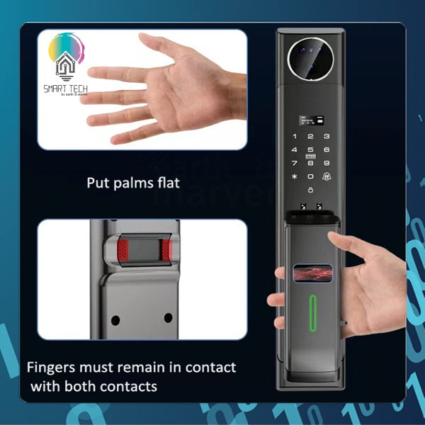 SMART TECH® Tuya 3D Face ID Wif Smart Lock App Finger Vein Lock Code Card Video Calling Smartlife Wechat Digital Lock