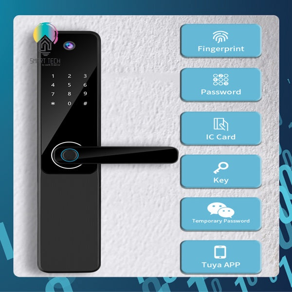 SMART TECH® Tuya Smart Wifi Digital Door Lock Biometric Fingerprint Password Card Key with inner screen