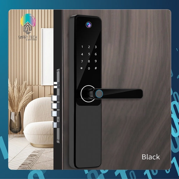 SMART TECH® Tuya Smart Wifi Digital Door Lock Biometric Fingerprint Password Card Key with inner screen