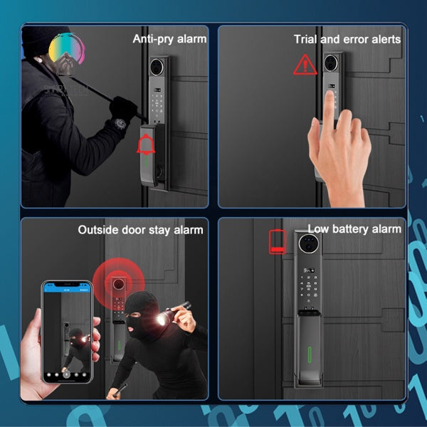 SMART TECH® Tuya 3D Face ID Wif Smart Lock App Finger Vein Lock Code Card Video Calling Smartlife Wechat Digital Lock