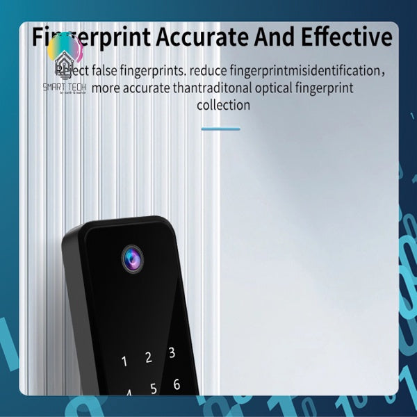 SMART TECH® Tuya Smart Wifi Digital Door Lock Biometric Fingerprint Password Card Key with inner screen