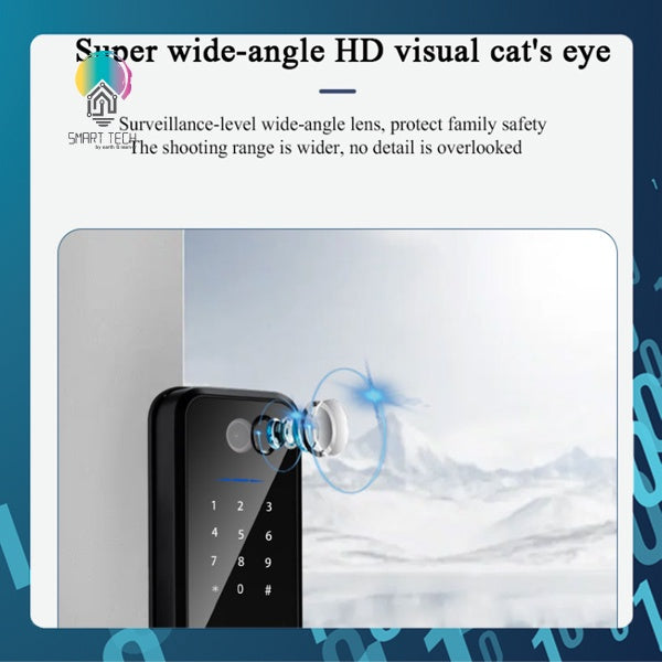 🇸🇬 SMART TECH® Tuya Cat's Eye Wifi Smart Lock SmartLife Camera Digital Door Lock IOS Android card PIN Key