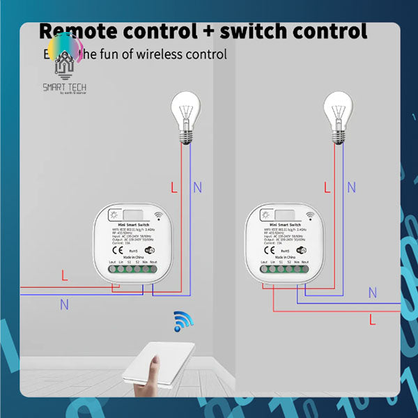 SMART TECH® Tuya WiFi or Zigbee Smart Switch 433Mhz Smart Home Kinetic wireless Switch Receiver 100V~ 250V 15A Module