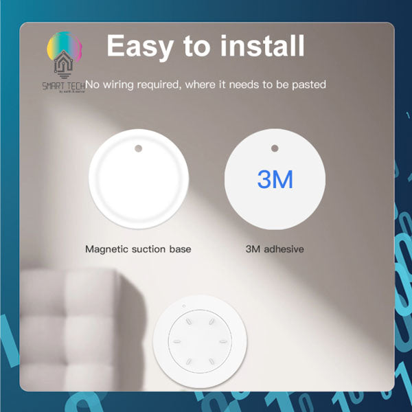 SMART TECH® Tuya Smart ZigBee Dimmer Knob with Scene function Battery operate Smart Life Alexa Google Portable Dimmer