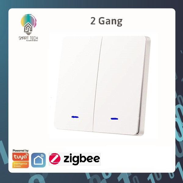 SMART TECH® Tuya Zigbee Smart Push Switch Light No Neutral Wire No Capacitor required Smart Life APP Wall On Off