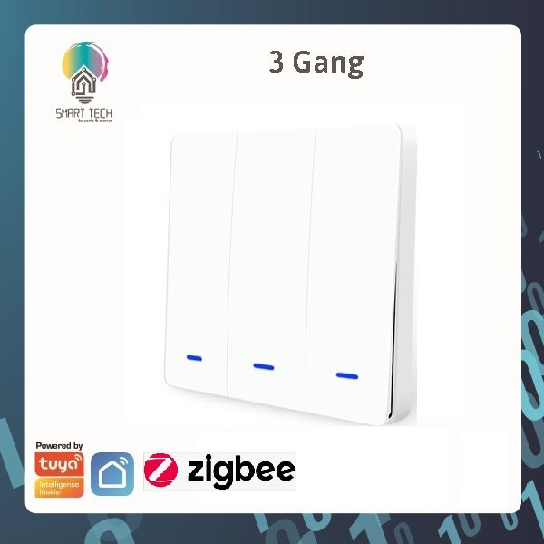 SMART TECH® Tuya Zigbee Smart Push Switch Light No Neutral Wire No Capacitor required Smart Life APP Wall On Off