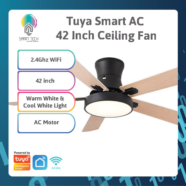 SMART TECH® Tuya Smart Ceiling Fan 42 inch with light with remote