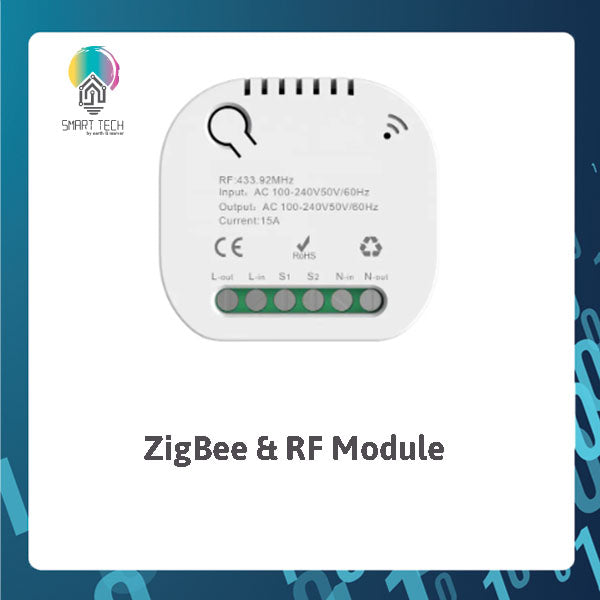 SMART TECH® Tuya WiFi or Zigbee Smart Switch 433Mhz Smart Home Kinetic wireless Switch Receiver 100V~ 250V 15A Module