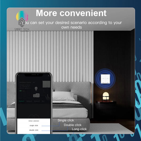 SMART TECH® Tuya Smart Zigbee Scene Switch 4 button , 3 mode each button, Tuya Smartlife Alexa Google Battery operate