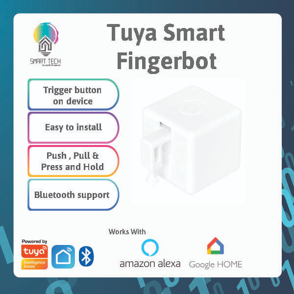 SMART TECH® Tuya Smart Bluetooth Fingerbot Switch Bot Button Pusher Smart Life App Voice Control Support Google